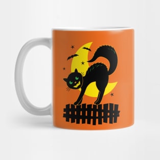 Halloween Cute Retro Vintage Black Cat and Moon Mug